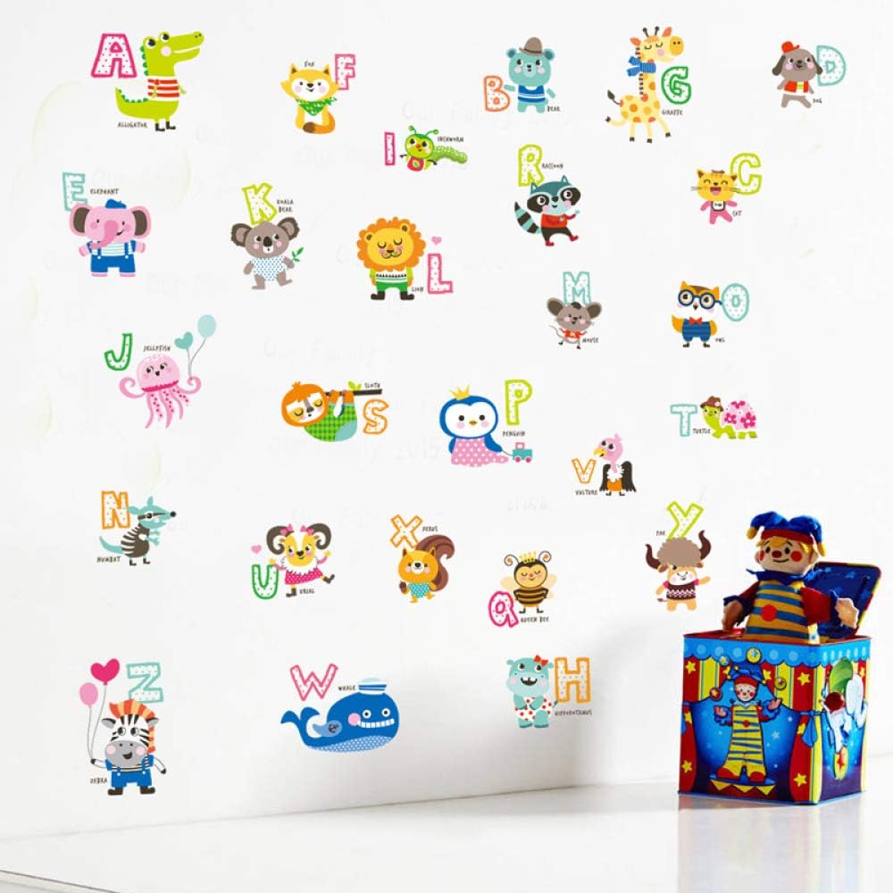 Cartoon Animal Alphabet Study Wall Stickers Abc 1054