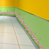 BIBITIME Green Grass Colorful Flower Border Vinyl Decals Living Room Bedroom Children's Room size 50x70 xh7216
