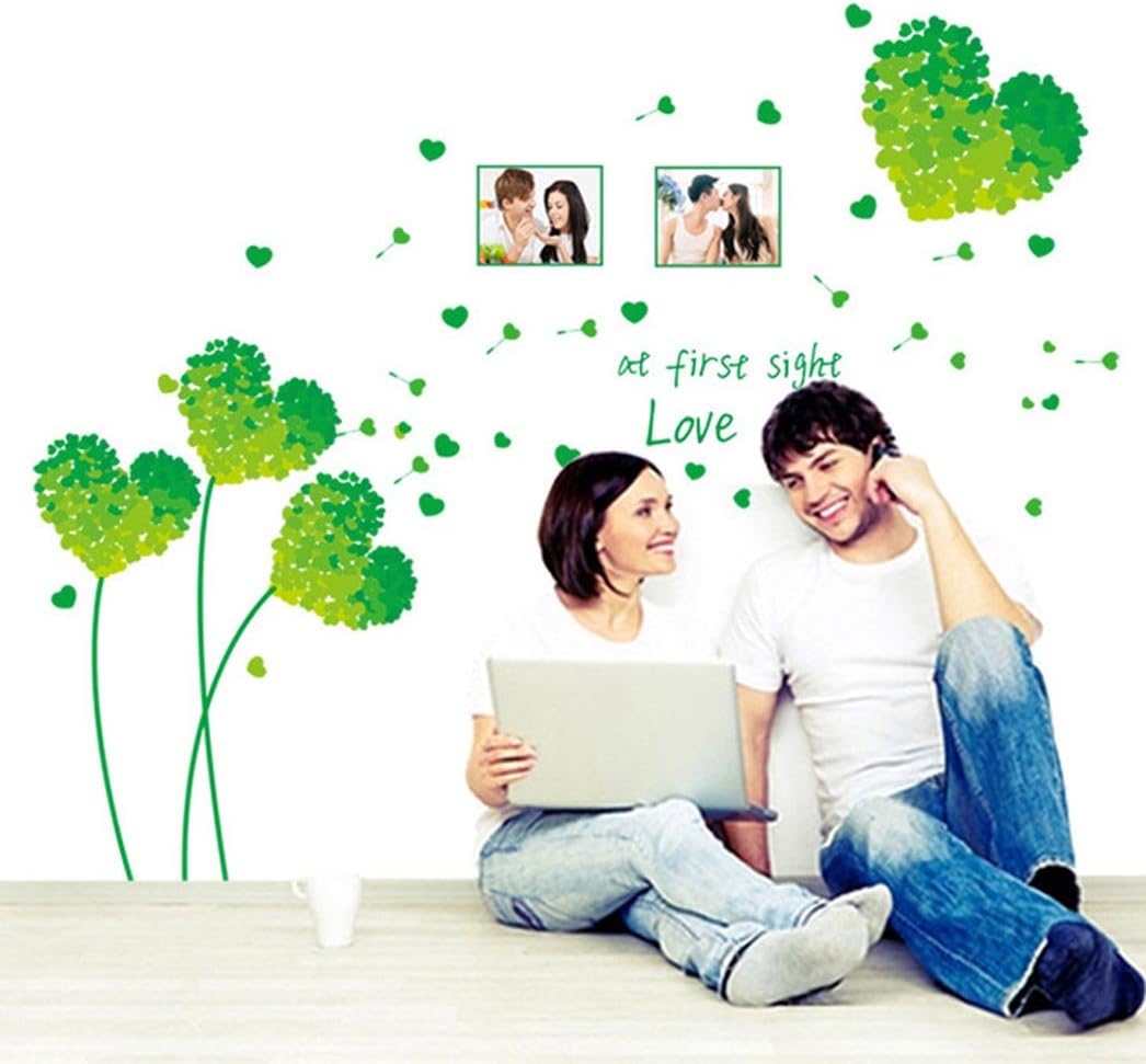 Love Grass Leaf Wall Sticker Green Heart, Photo Frame, Bedroom, Living Room, Wall Decor, Decals size 50x70 ay7176c