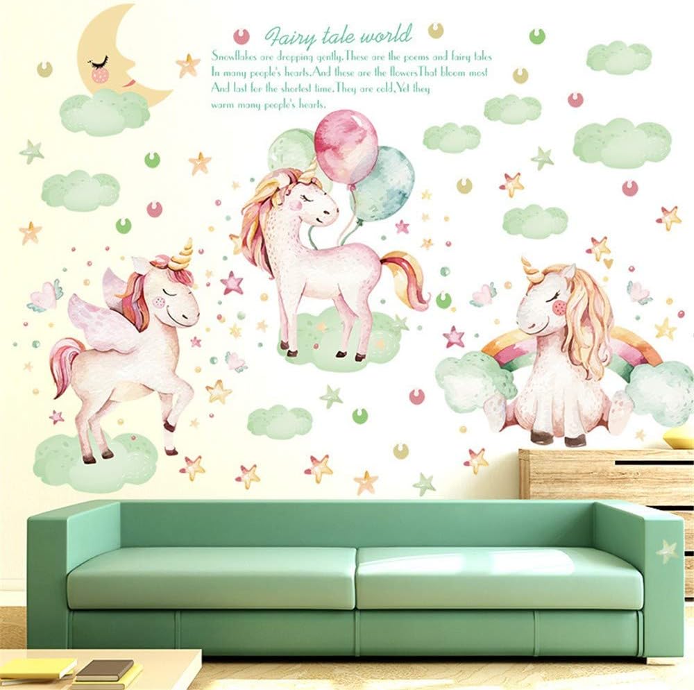 Decorazione Principessa Sognante Unicorno Camera Dei Bambini Ragazza Camera da Letto Adesivi Murali Caldi Sul Comodino size 50x70 sk7163