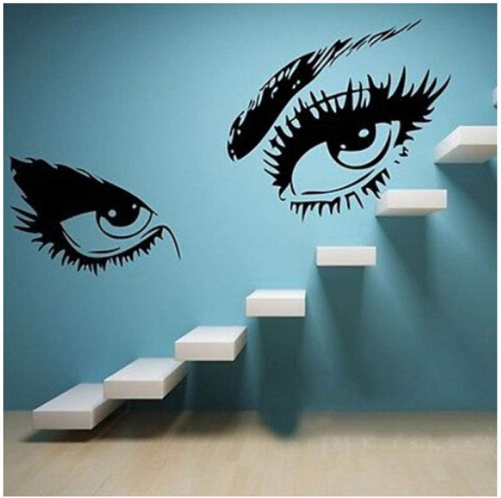 DIY Black Eye Wall Art Sticker Ladies' Eyes Eyelash Decals Home Decor size 35x35  nc111