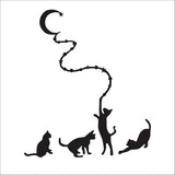 Abstract Black Decal Cates Catch Moon with Rope wall Sticker for Home Decorative PVC Vinyl Wall Sticker size (30 Cm X 60 Cm) ld834