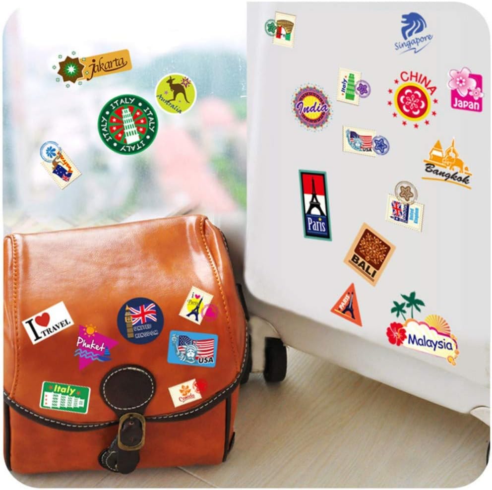 Backpack Suitcase World Travel Country City Decoration Wall Stickers size 50x70 mj7004