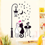 Cat Wall Sticker For Kids Room Lamp and Butterflies Stickers Decor Decals DM570099