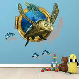 BEST OF BEST Ocean Sea Turtle Wall Sticker Home Decal Removable PVC Murals Wallpaper Girls Boys Kids Baby Nursery Bedroom Living Room Bathroom Kitchen Window Playroom Decor size 60x90  xh0793c