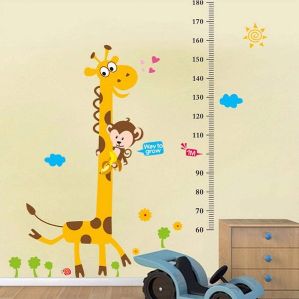 DM690056ELECTROPRIME Growth Height Measure Chart Giraffe Pattern PVC Wall Sticker DIY Wallpaper Decor