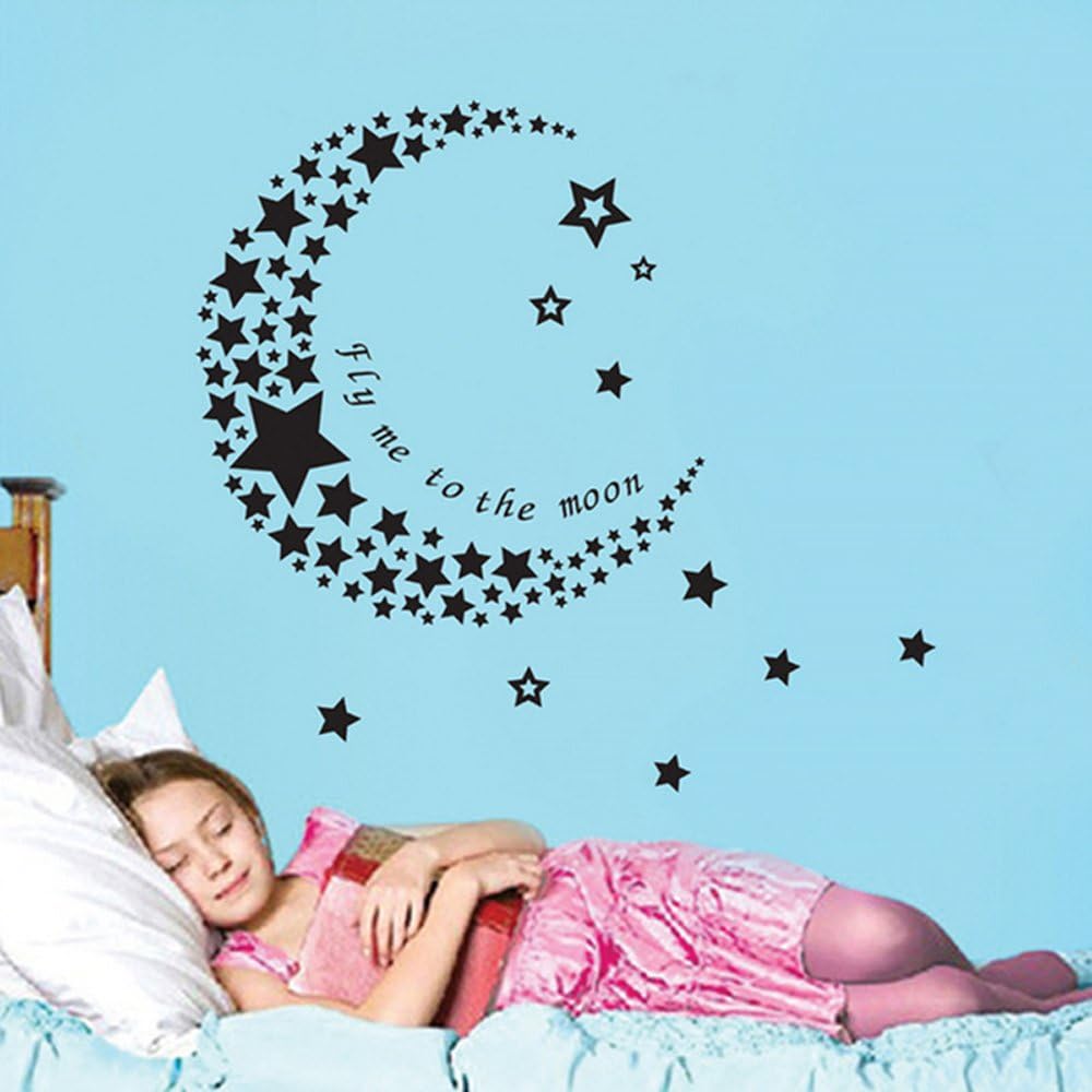 Gadgets Wrap Vinyl Moon and Stars Wall Pattern Moon DIY Star Wall Sticker size 50x70 xy6031