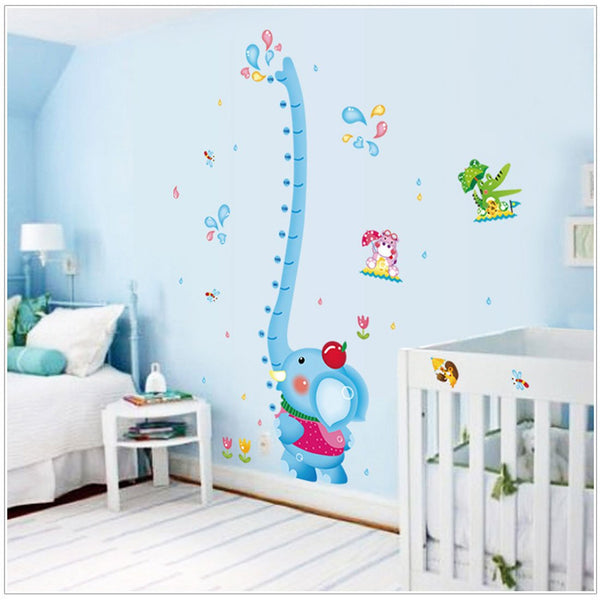 Sk9223 Trunk Elephant Height Kids Wall Sticker