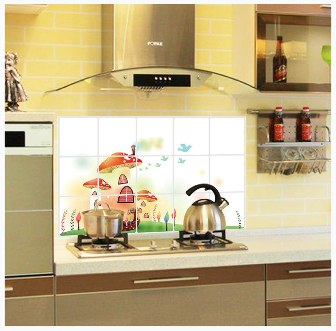 Kitchen Oil Proof Wall Sticker Heat Resistant Waterproof Self Adhesive Backsplash Cover for Kitchen Wall Protection