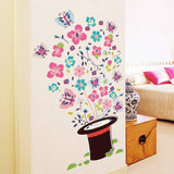 Children's vinyl wall decal: magic hat with flowers size 50x70 xh7213