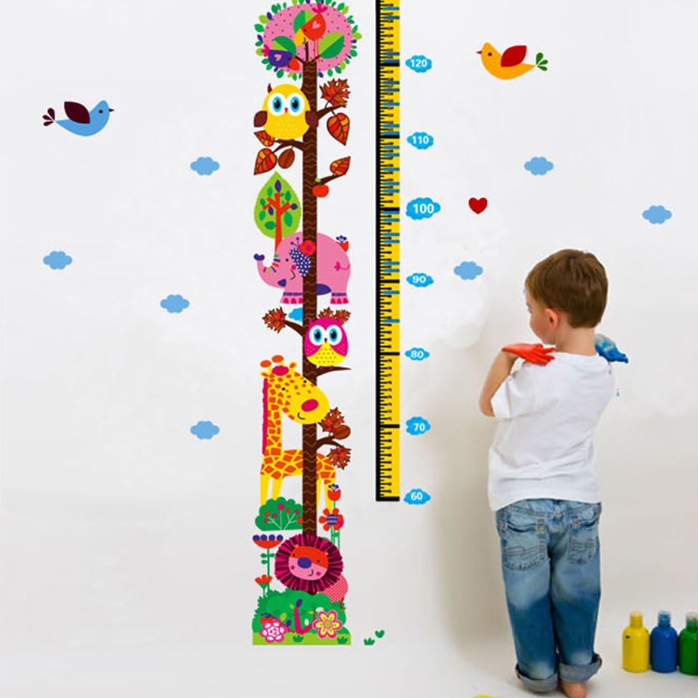 Cartoon Animals Growth Chart Wall Stickers Height Measurement Removable Wall Decals Home Decor size 50x70 xh6335