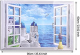 New AY9234C Aegean Sea fake wall sticker pvc windows landscape green removable wall stickers 3D Sticker