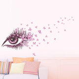 Zy066 BIBITIME Beautiful Butterflies Wall Art Long Eyelashes Eye Vinyl Sticker for Bedroom Heart Decor Couple Lovers Living Room
