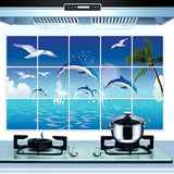JAAMSO ROYALS Nature Blue Dolphine Wall Tiles Stickers Waterproof, Kitchen Stickers for Wall, Wall Sticker for Kitchen, Kitchen Sticker, Kitchen Tiles Wall Stickers size (75CM x 45CM) 3024