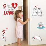 Cute Cartoon Cat Wall Stickers Cupboard Room Glass Windows Decals SK5002