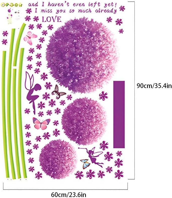Wall Sticker Romantic Stickers Beautiful Purple Lion Art Mural Poster Self Assembly Removable Decoration size  45x60  lc620