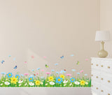 Amazon Brand - Solimo Wall Sticker for Living Room (Floral Fence with Butterflies, Ideal Size on Wall:size 50x70 xls7186