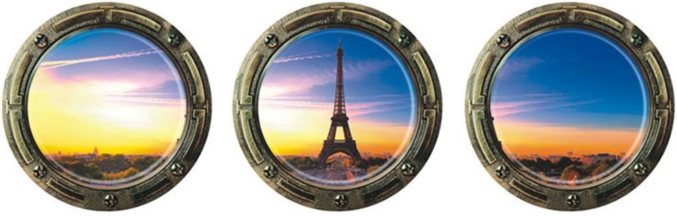 Kei Lara Trick Art Wall Sticker Window [Scenery from Round Window] Stylish Wall Sticker Removable DIY Wallpaper Sticker size 30x33 z-1-005
