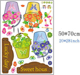 Precioso jardín macetas maceta hojas mariposas pequeñas flores para pared casa papel adhesivo extraíble Living comedor wall sticker