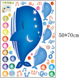 Cartoon Animals Growth Chart Wall Stickers Height Measurement Removable Wall Decals Home Decor Art Mural Baby Boys Girls Kids Bedroom Kitchen Room Decoration (Whale Height Measurement) size 50x70 ay7018