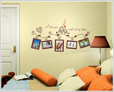 Removable Picture Frame Wall Stickers Vinyl Family Wall Stickers with 5 Photo Frames Love Bird Black Flower Vine Wall Decal Decoration size 45x60 ay640a