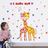 Wall Sticker Cartoon Animal Giraffe Nursery Classroom Decoration Kids Bedroom Decor Removable Cover Posters size 50x70 sk7076