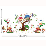 Xh9272Fairy Garden Wall Stickers Tree Mushroom House Wall Decals Mural for Girls Bedroom Nursery Living Room
