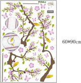 Pond's Seamless Wall Sticker Purple Flower Golden Bird DF5066 Extra Large Size 60x90 Wall Decor Sticker
