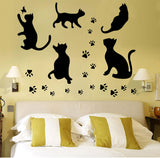 5 Pcs Black Cat Stickers Paw Patrol Party Wall Decal Butterfly Wall Decor, Removable Art Vinyl Door Decal Wallpaper for Family Bedroom Living Room Home Decorations size  30x60cm Nc1041
