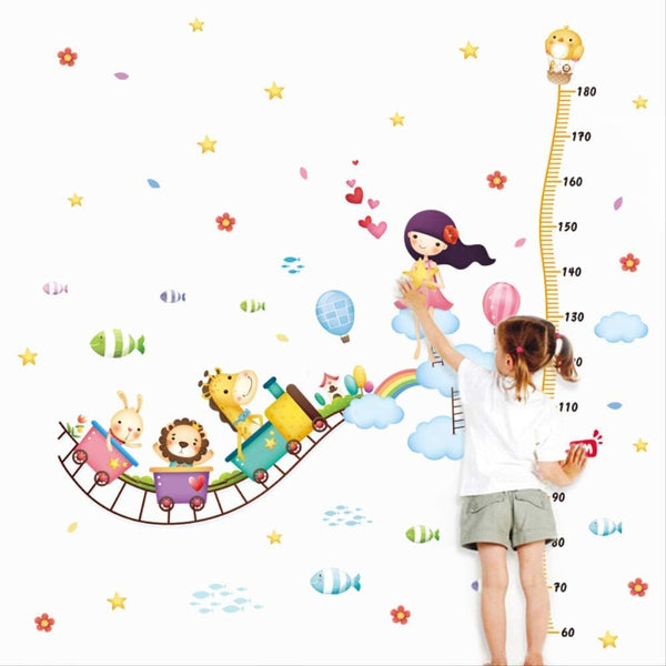 XL8247 Wall Stickers Wall Art Stickers Cartoon Air Train Height Sticker Wall Sticker, Children's Room Background Decorative Wall Sticker Decoration