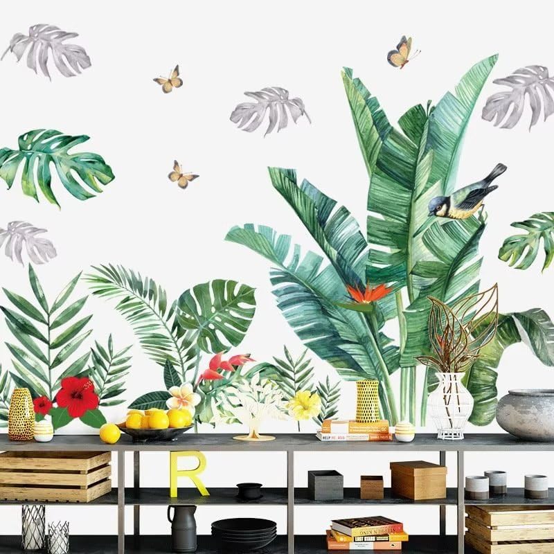 Greenery Leaves Wall Stickers Green Plants Wall Stickers Living Room Bedroom Office Wall Decoration size 60x90 nc023