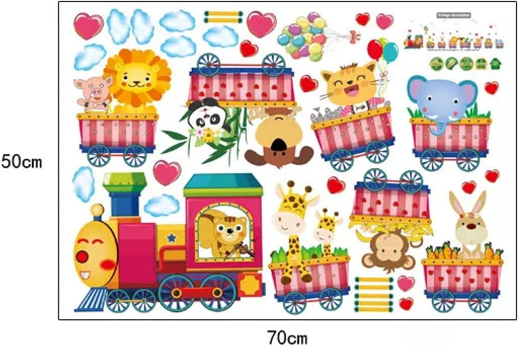 YUANCHENG Cartoon animal train wall stickers for kids rooms decoration art decals size 50x70 sk7064