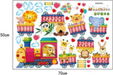 YUANCHENG Cartoon animal train wall stickers for kids rooms decoration art decals size 50x70 sk7064