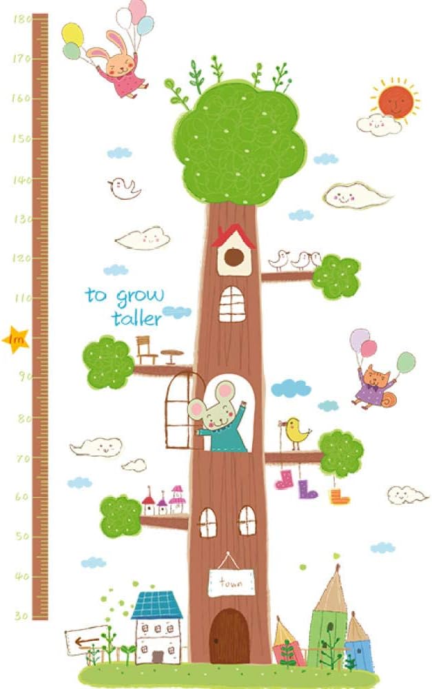 Kids Room Wall Sticker Pencil Tree Animal Measurement Height Stickers Children's Room Bedroom Cartoon Height Height Stickers Kindergarten Classroom-Photo Color_Oversized size 60x90 sk2003ab