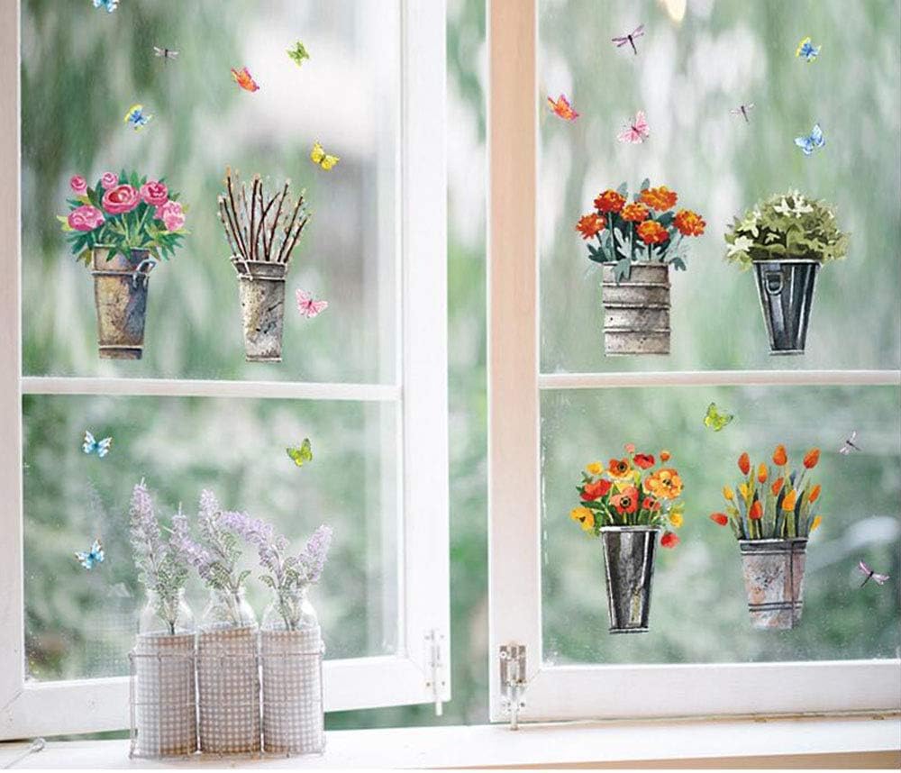 Q-T Sticker Potted Plant Living Room Bedroom Background Wall Plant Flower Wallpaper (Color size 50x70 sk7106