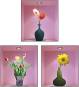 Kay Lala Trick Art Wall Sticker Flower Vase Sunflower Tulip Nordic Modern Cute Wallpaper Sticke  size30x33 z-003  r