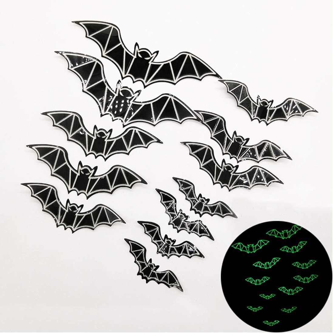 Halloween Bats, 56PCS Halloween Decorations Bat PVC 3D Bats Wall Decal Wall Sticker for Home Window Door Decorations 25x30cm sk-n-y001