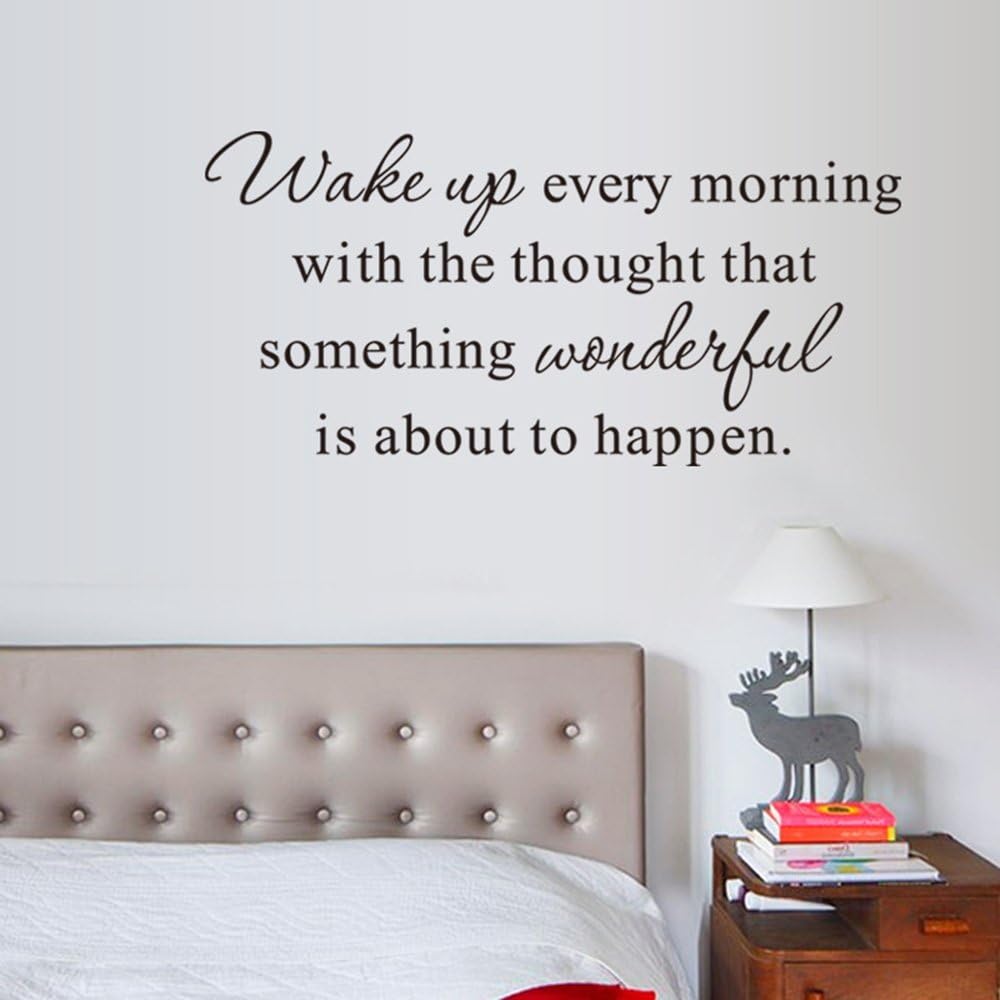 Inspirational “Wake Up Every Morning” Quotes Wall Art Stickers Motivational Words Letters Decorative Removable DIY Vinyl Wall Decals Living Room, Bedroom Mural size 30x60 nc1045  Wall Decor Sticker