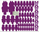 ROBAUN 108pcs Blumen und 6pcs Schmetterling Wandaufkleber Wohnzimmer Schlafzimmer Kunstaufkleber Hausdekoration Möbelaufkleber (Color : Deep Purple)