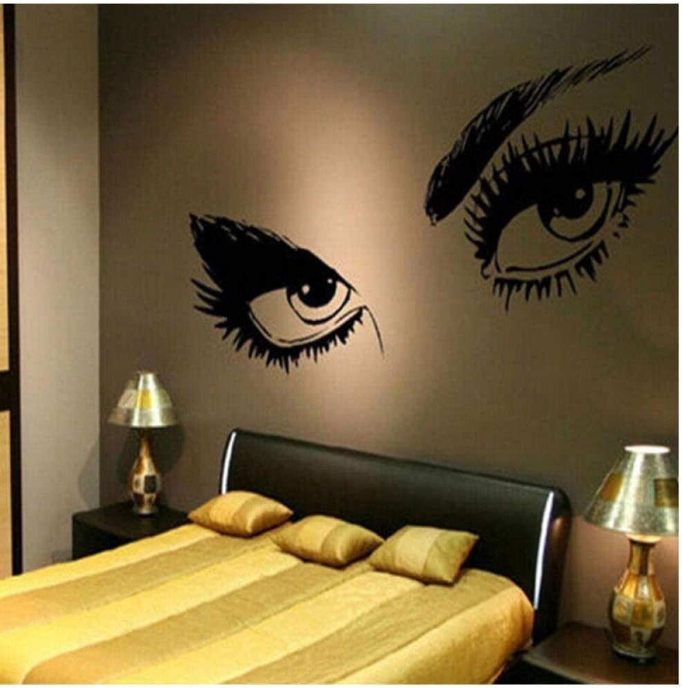 DIY Black Eye Wall Art Sticker Ladies' Eyes Eyelash Decals Home Decor size 35x35  nc111