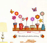 Jm5120 WALLSTICKER COLOR POT BUNGA FLOWER WALL STICKER STIKER