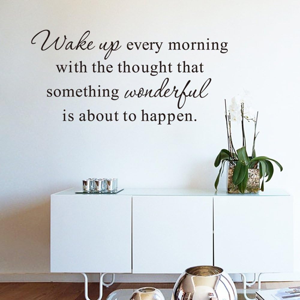 Inspirational “Wake Up Every Morning” Quotes Wall Art Stickers Motivational Words Letters Decorative Removable DIY Vinyl Wall Decals Living Room, Bedroom Mural size 30x60 nc1045  Wall Decor Sticker