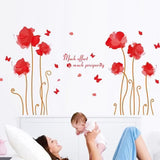Wall decal sticker Red Hibiscus flower wall decal sticker SK9069