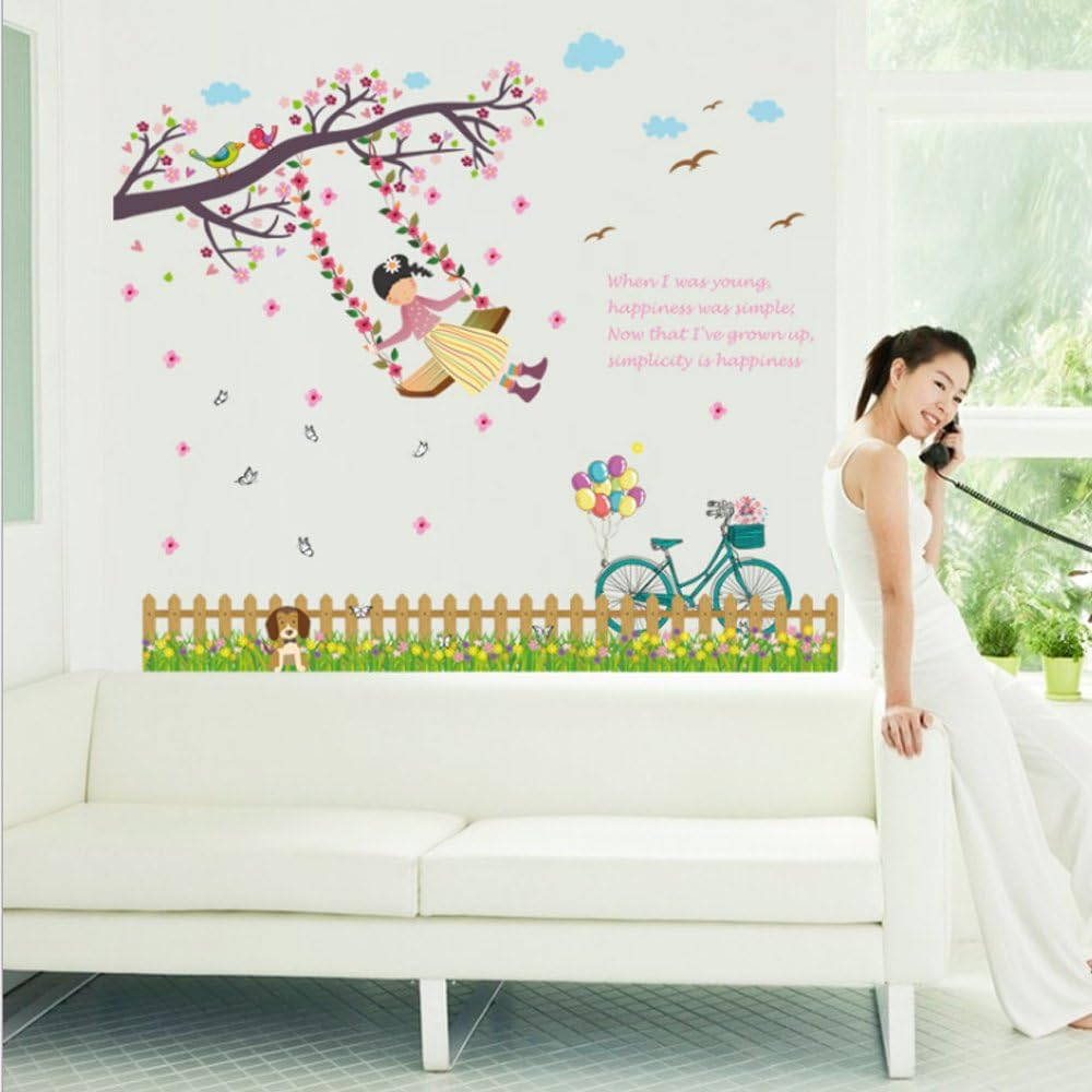 Butterfly Flowers Trees Cartoon Animals Wall Stickers