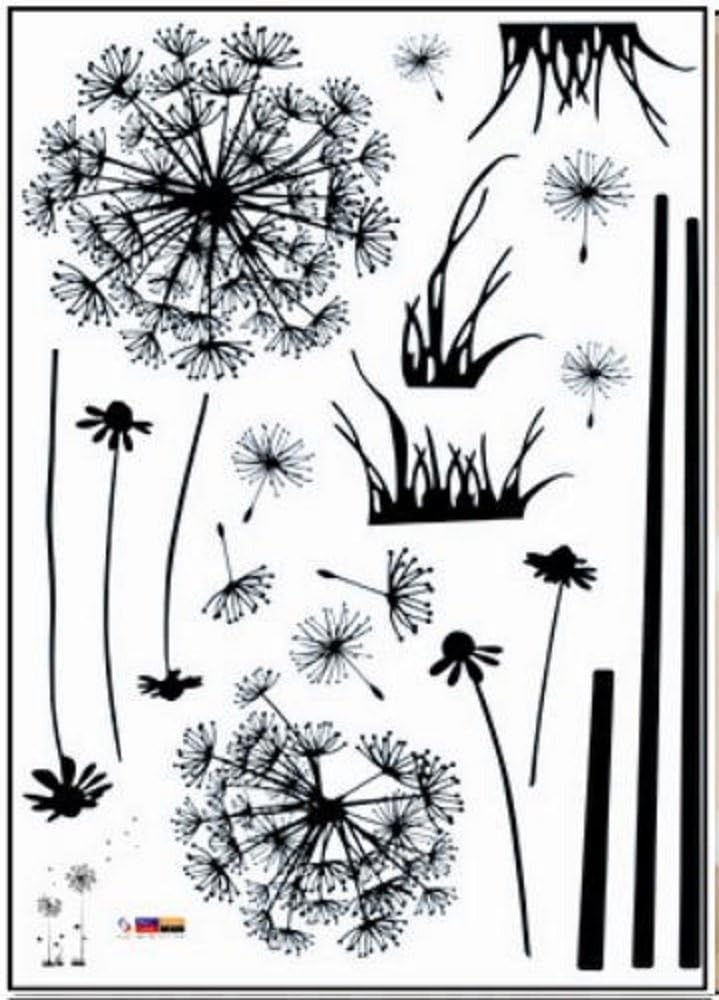 Dandelion Wall Stickers Flower Butterflies Flying Mural Art Decal Self-Adhesive Home Decoration DIY Living Bedroom Office Decor Kids Room Wallpaper  size 50x70  lm7030