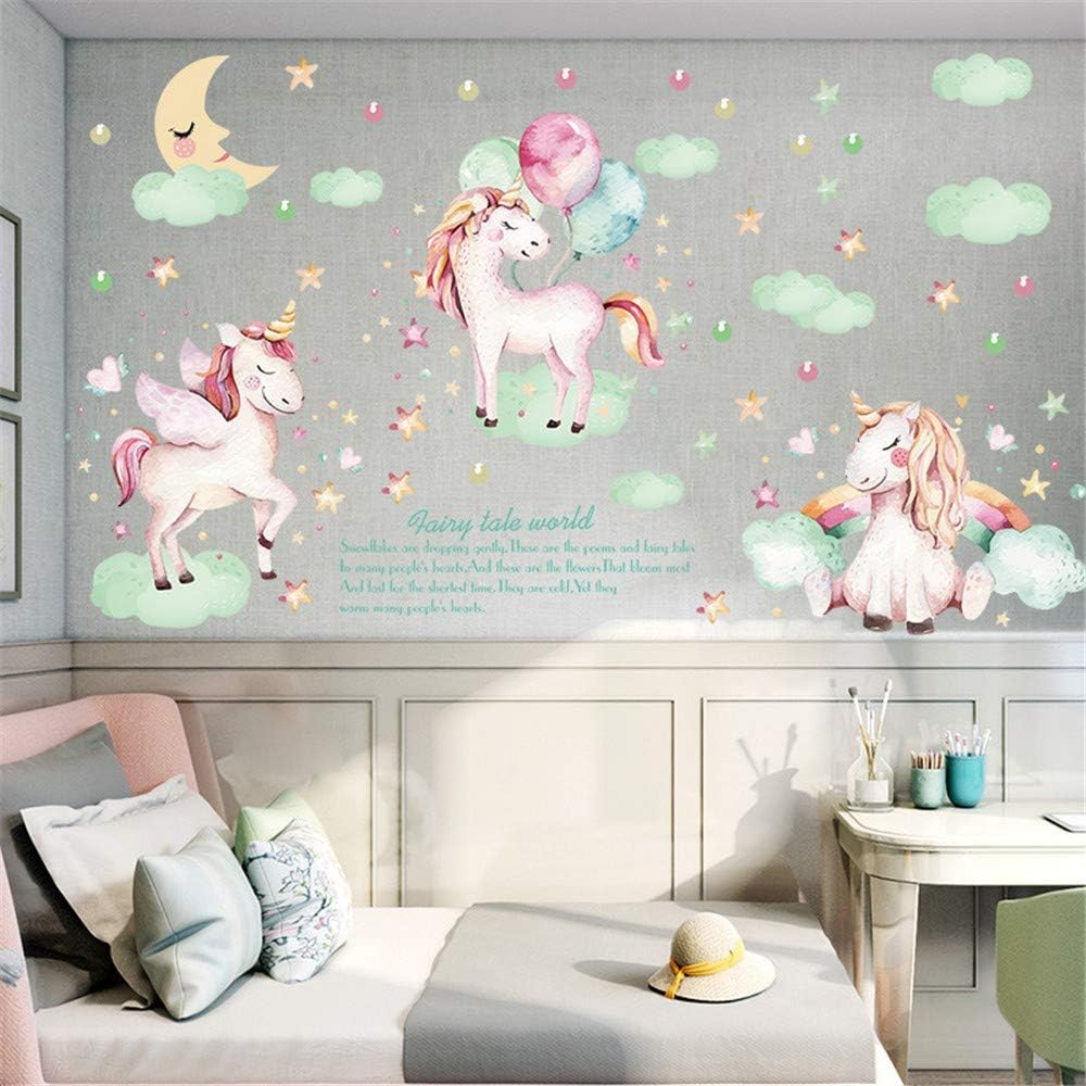 Decorazione Principessa Sognante Unicorno Camera Dei Bambini Ragazza Camera da Letto Adesivi Murali Caldi Sul Comodino size 50x70 sk7163
