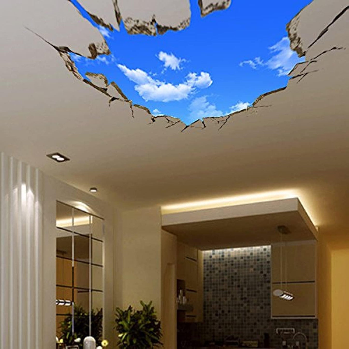 Generic 3D Stereo Ceiling Wall Stickers Art Decor Mural Room Decals Sticker, Blue, Paper size 60x90 ay8015xl