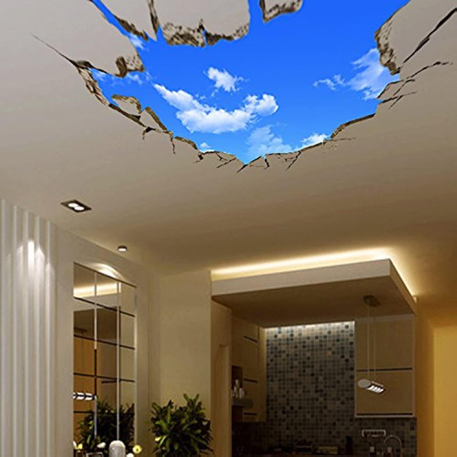 Generic 3D Stereo Ceiling Wall Stickers Art Decor Mural Room Decals Sticker, Blue, Paper size 60x90 ay8015xl