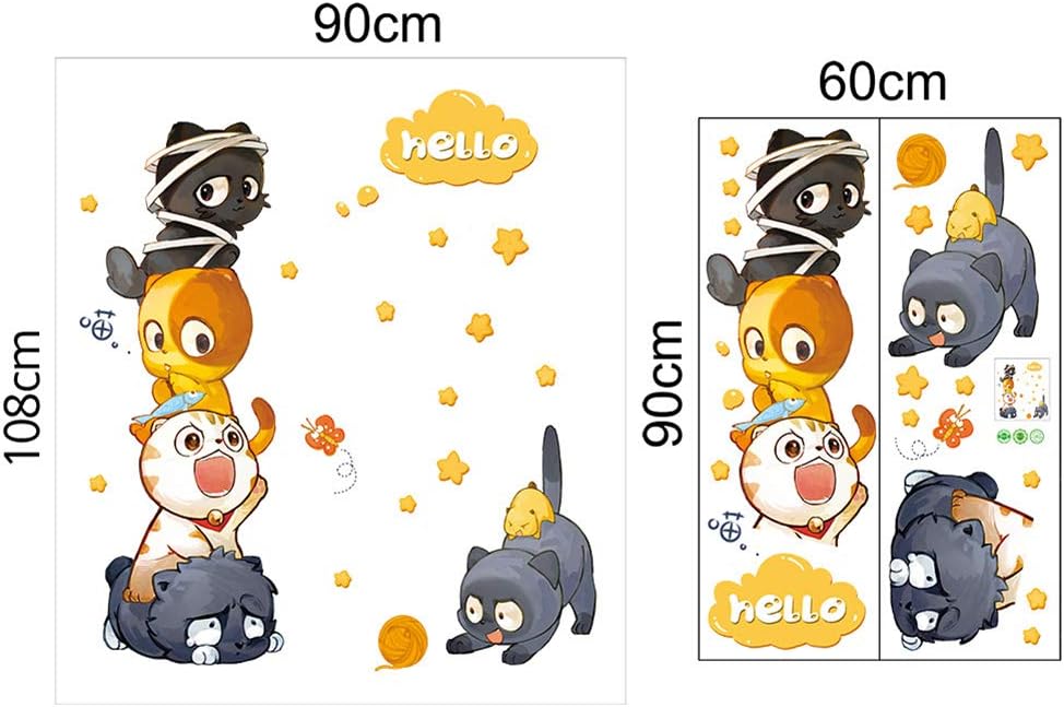 Cartoon Animals Wall Stickers DIY Children Mural Decals for Kids Rooms Baby Bedroom Wardrobe Door Decoration (Hello) size 60x90  xh9314