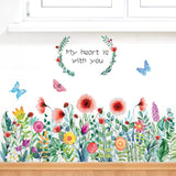 JAAMSO ROYALS Colourful Blooming Flower with Coloured Butterfly Wall Stickers for Living Room Flowers, Floral Wall Stickers, Flower Sticker, Nature Wall Stickers (90 CM X 60 CM)